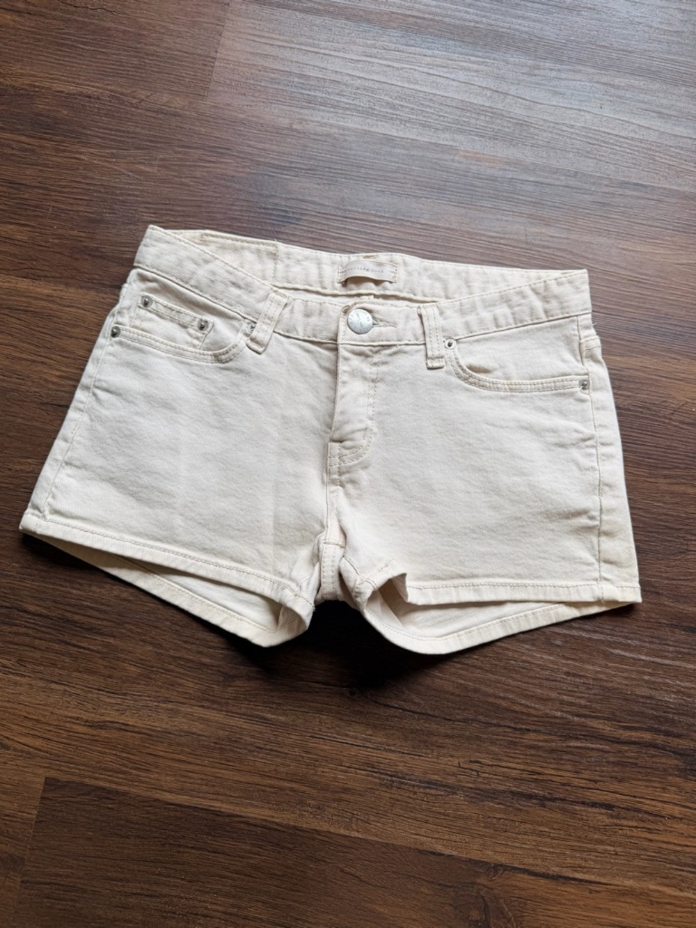 Washing Room 100% Cotton Cream Denim Jean Shorts - Low Rise Summer Staple